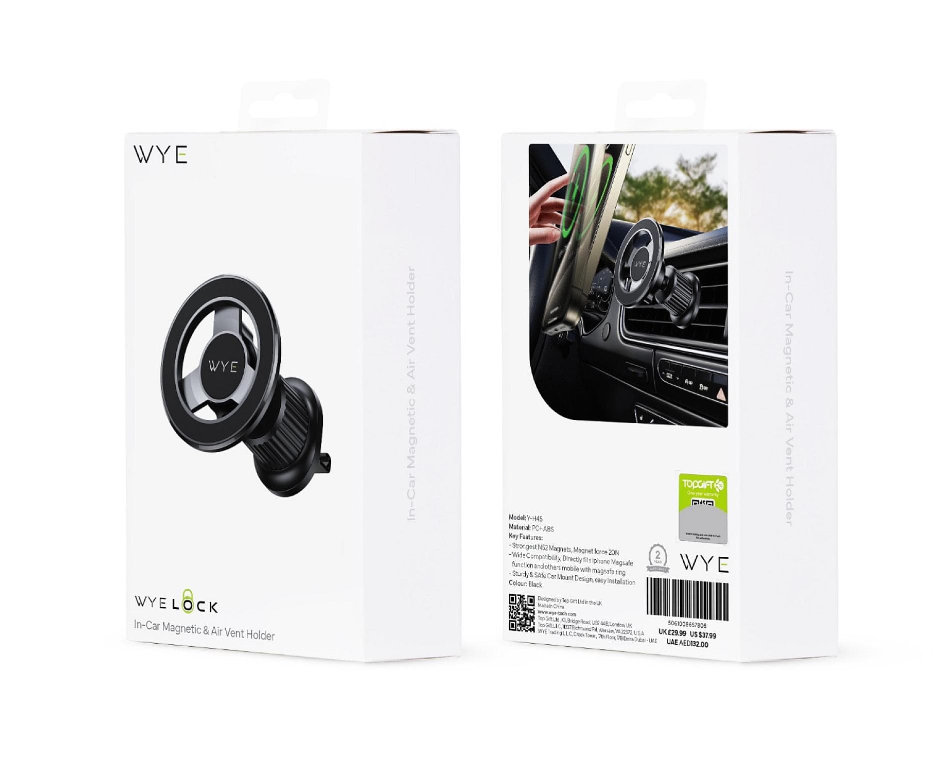 WYE H45 In-Car Magnetic & Air Vent Holder