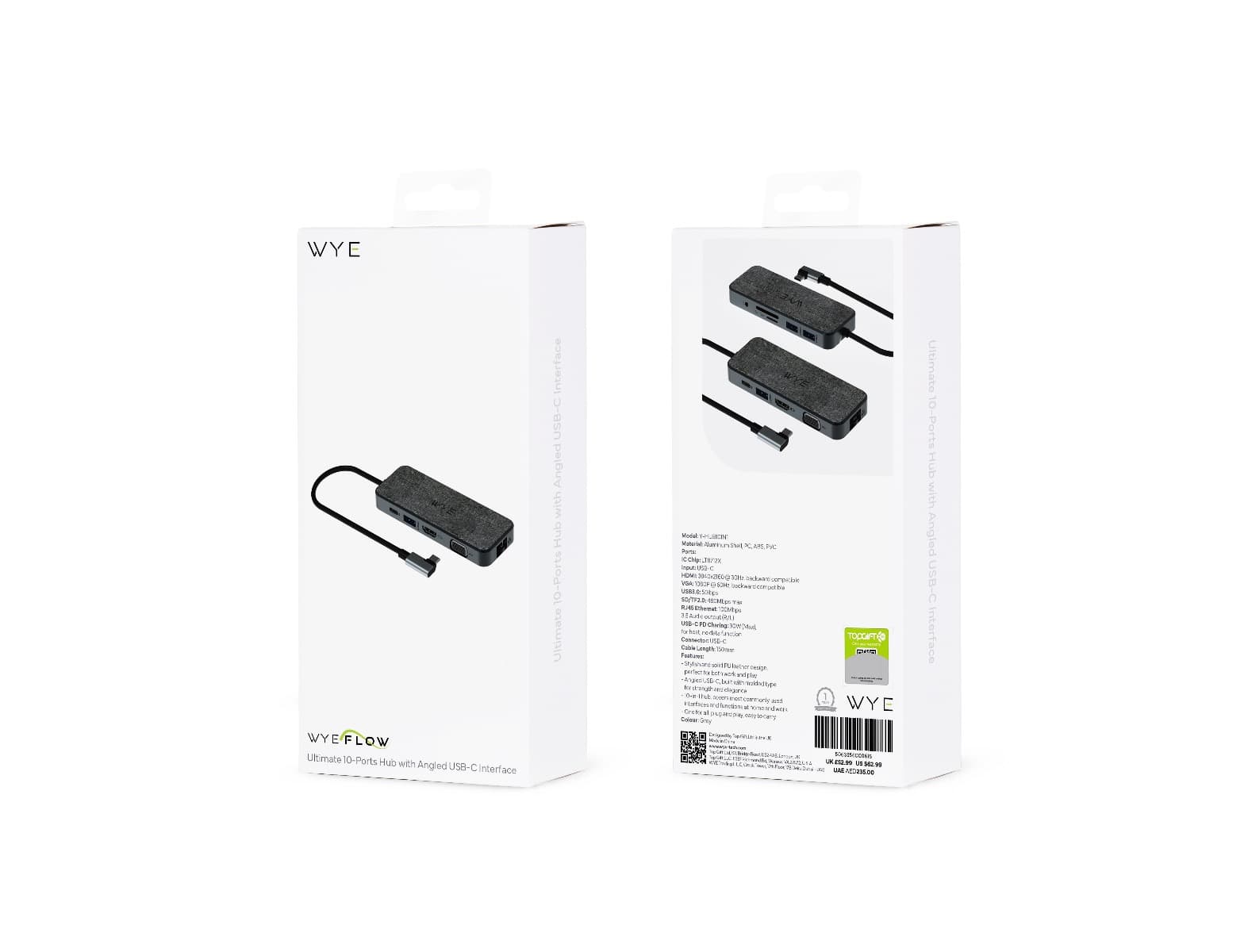 Ultimate 10-Ports Hub with Angled USB-C Interface
