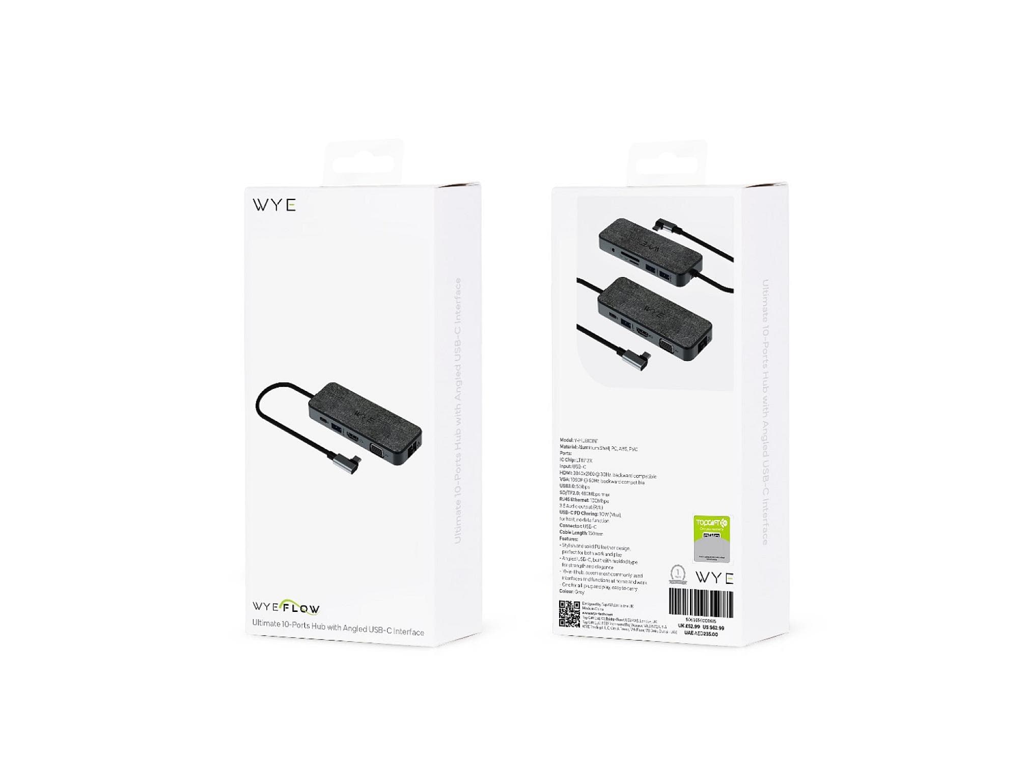 Ultimate 10-Ports Hub with Angled USB-C Interface
