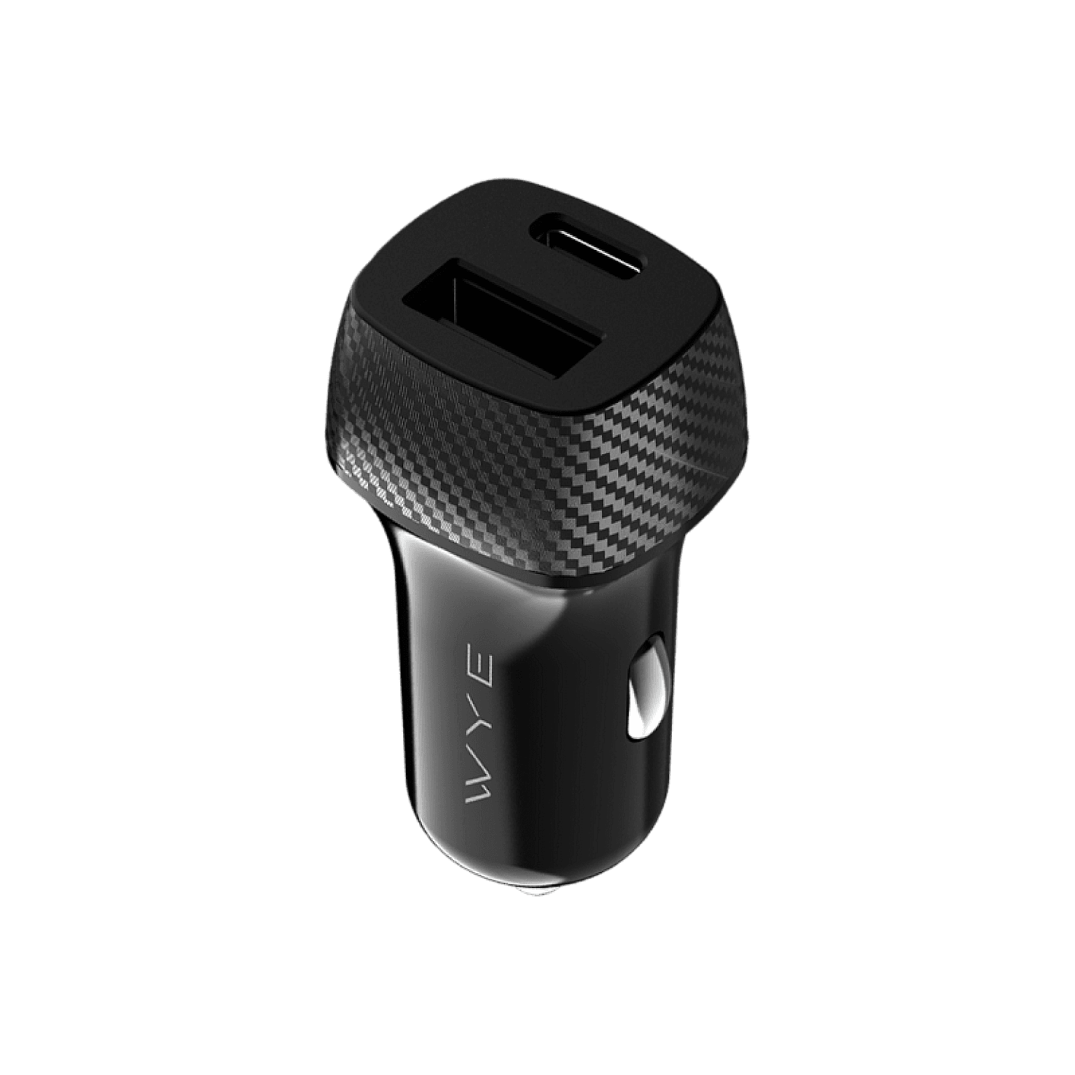 30W Fiber Carbon Design In-Car Charger with USB-A and USB-C Ports
