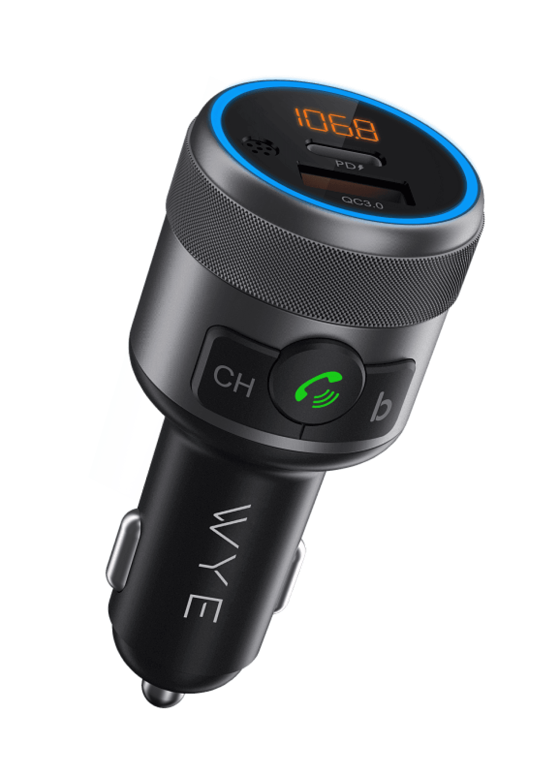 In-Car Charger & FM Transmitter with Voice Assistant