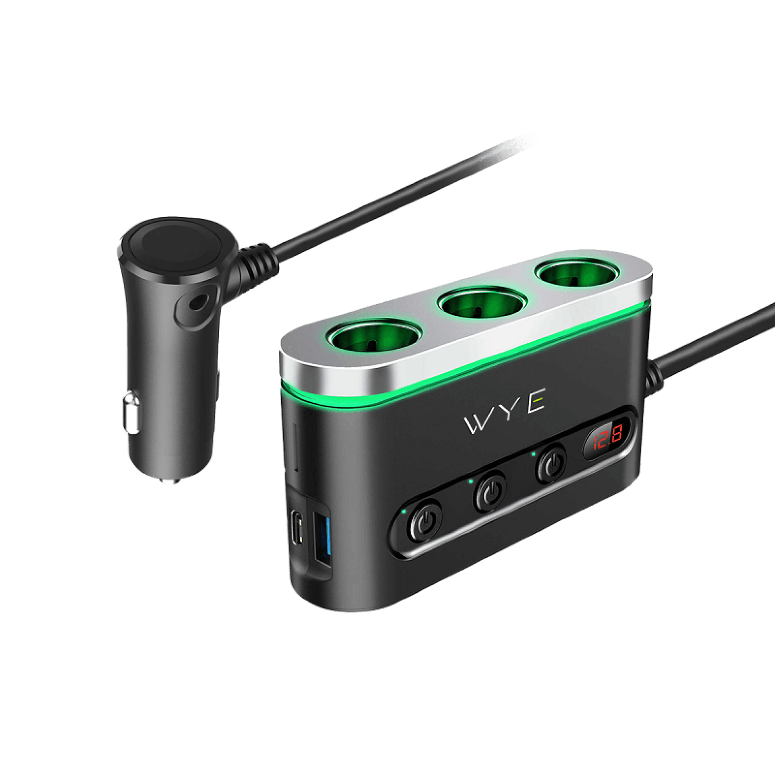 120W In-Car Charger with 3x Cigarette Lighter Sockets